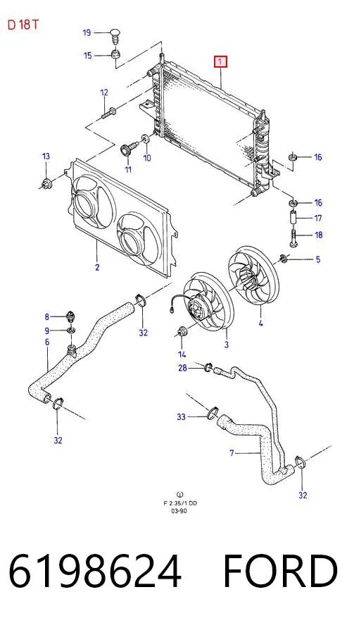 Радіатор 6198624 Ford