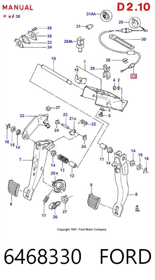Трос зчеплення 6468330 Ford