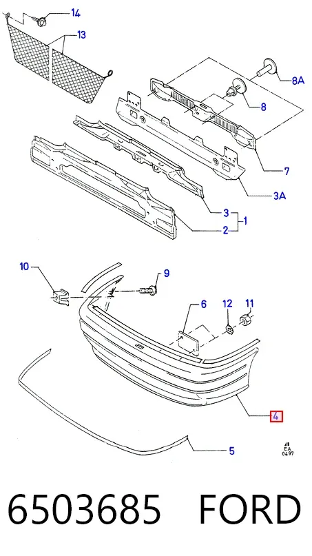 Задній бампер 6503685 Ford