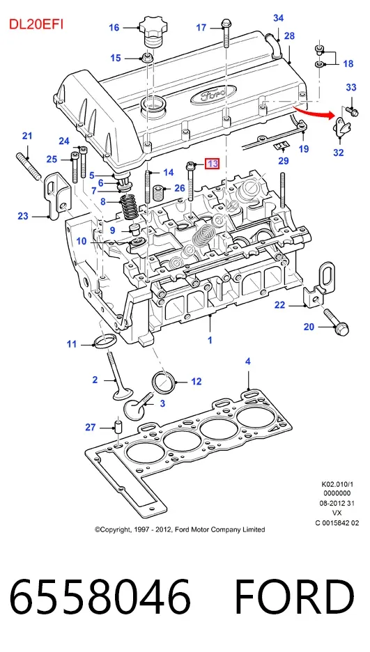 Болт ГБЦ 6558046 Ford
