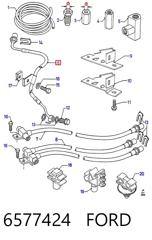 Шланг гальмівний передній, лівий 6577424 Ford