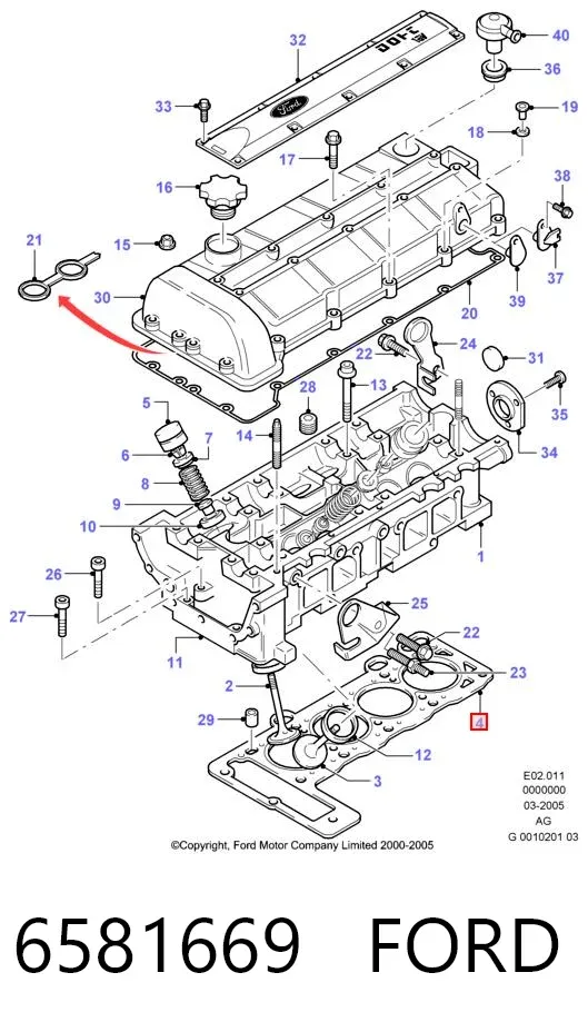 Прокладка ГБЦ 6581669 Ford
