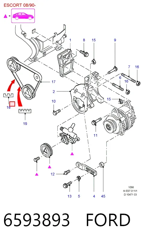 Ремінь генератора 6593893 Ford