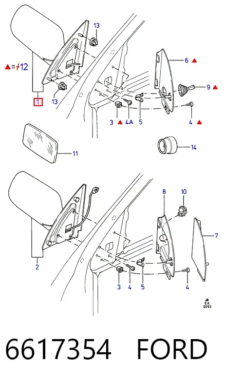 Ліве бокове дзеркало 6617354 Ford