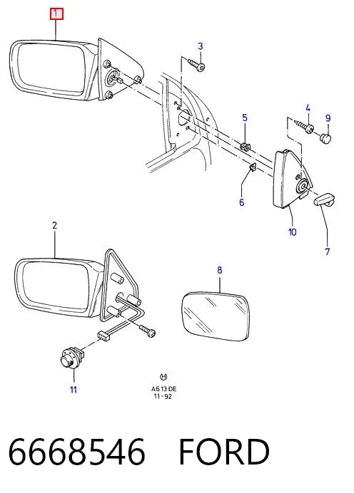 Дзеркало праве 6668546 Ford