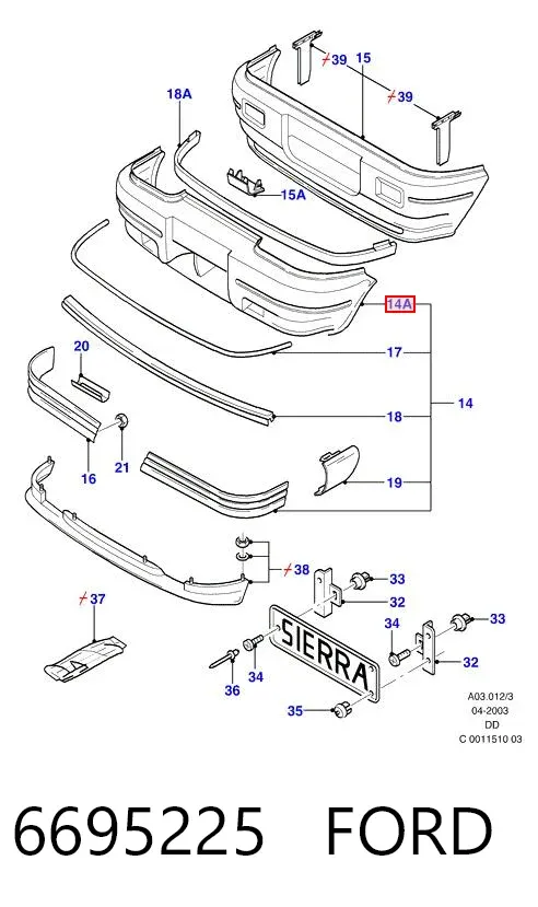 Передній бампер 6695225 Ford