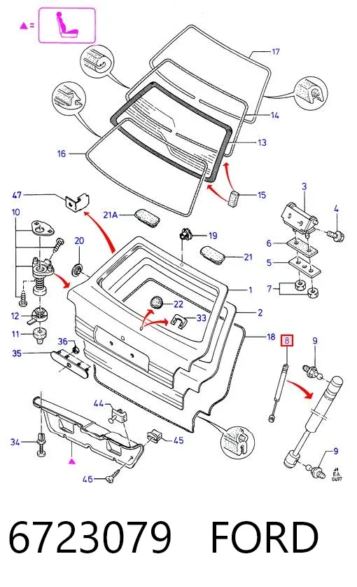 Амортизатор багажника 6723079 Ford