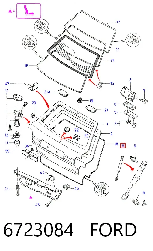 Амортизатор багажника 6723084 Ford