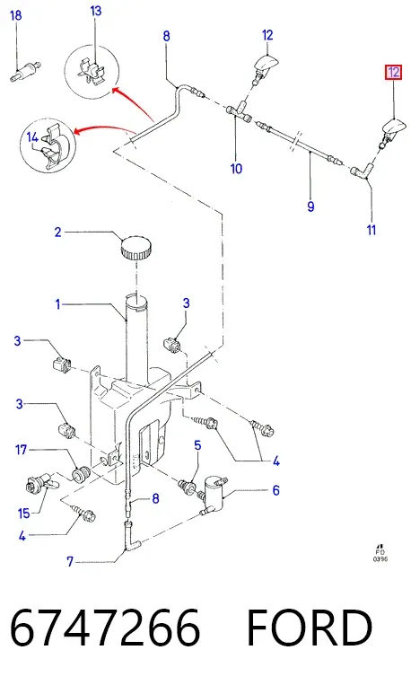 Форсунка омивача 6747266 Ford