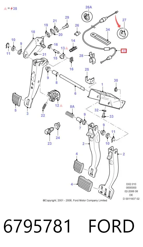 Трос зчеплення 6795781 Ford
