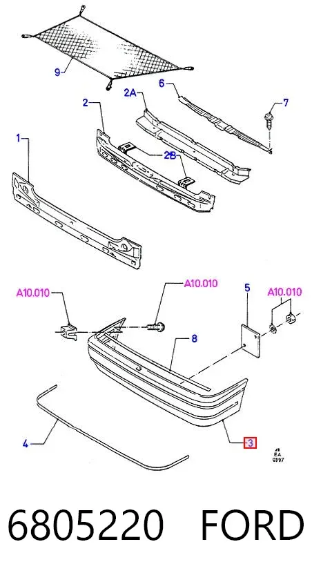 Задній бампер 6805220 Ford