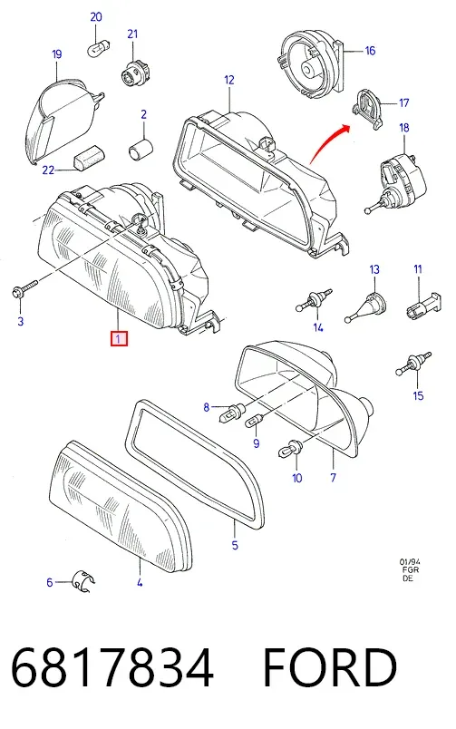 Фара ліва 6817834 Ford