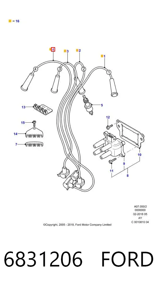 Високовольтні дроти 6831206 Ford