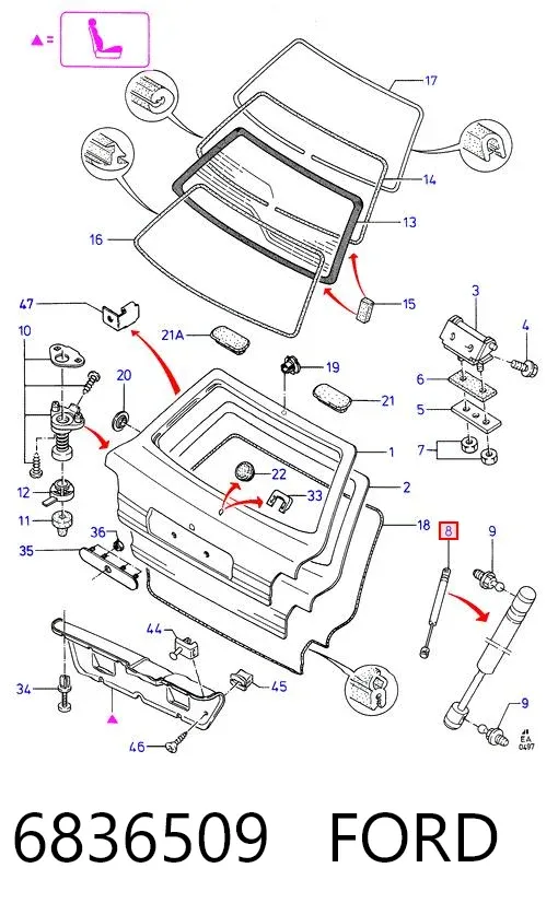 Амортизатор багажника 6836509 Ford