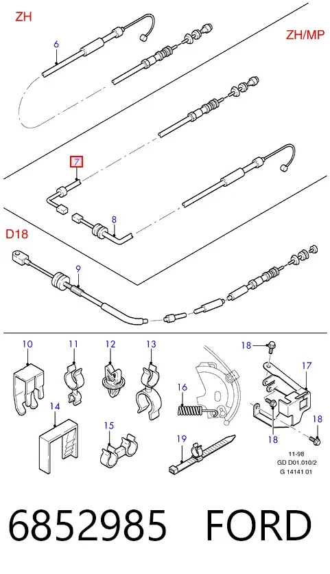 Трос газу 6852985 Ford