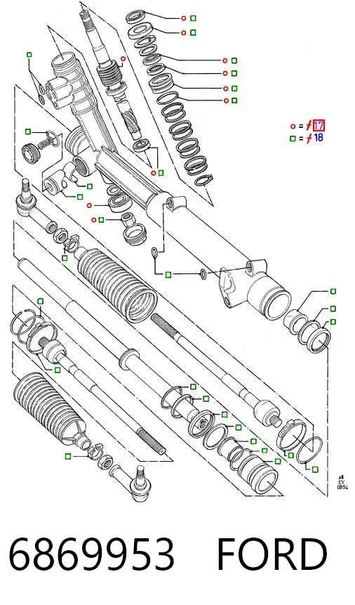 Ремкомплект рульової рейки 6869953 Ford