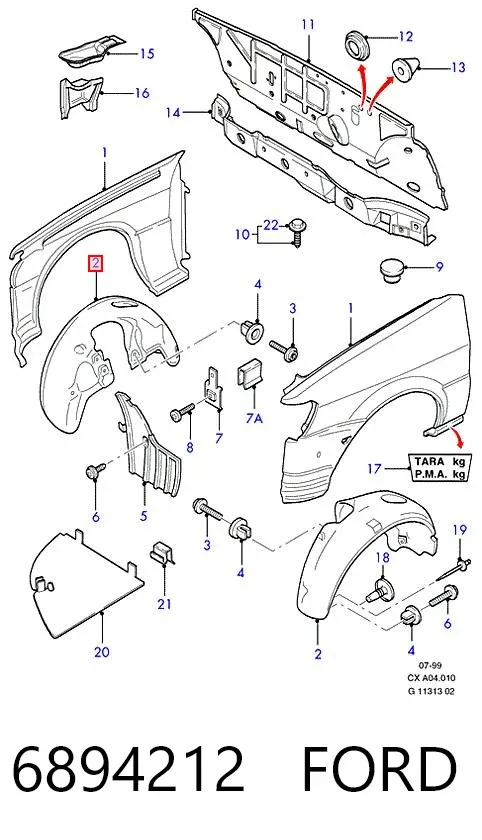 Підкрилок передній лівий 6894212 Ford