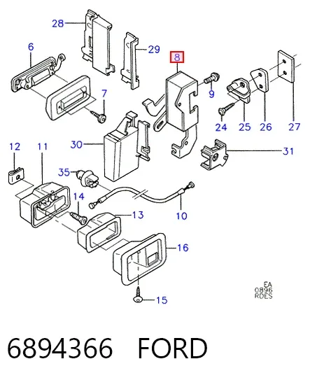 Замок передньої лівої двері 6894366 Ford
