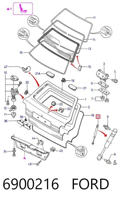 Амортизатор багажника 6900216 Ford