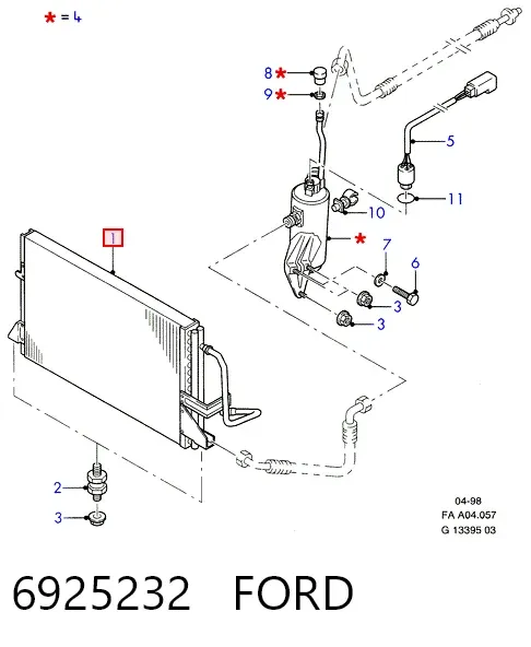Радіатор кондиціонера 6925232 Ford