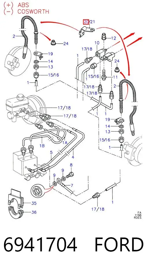 Гальмівні шланги передні 6941704 Ford
