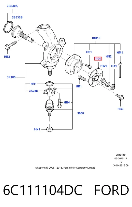 Підшипник ступиці 6C111104DC Ford