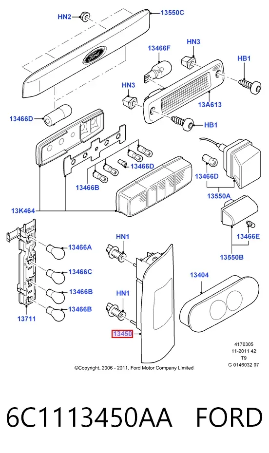Лівий стоп 6C1113450AA Ford