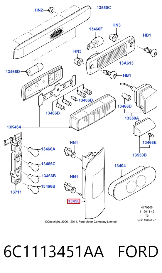 Задня права фара 6C1113451AA Ford