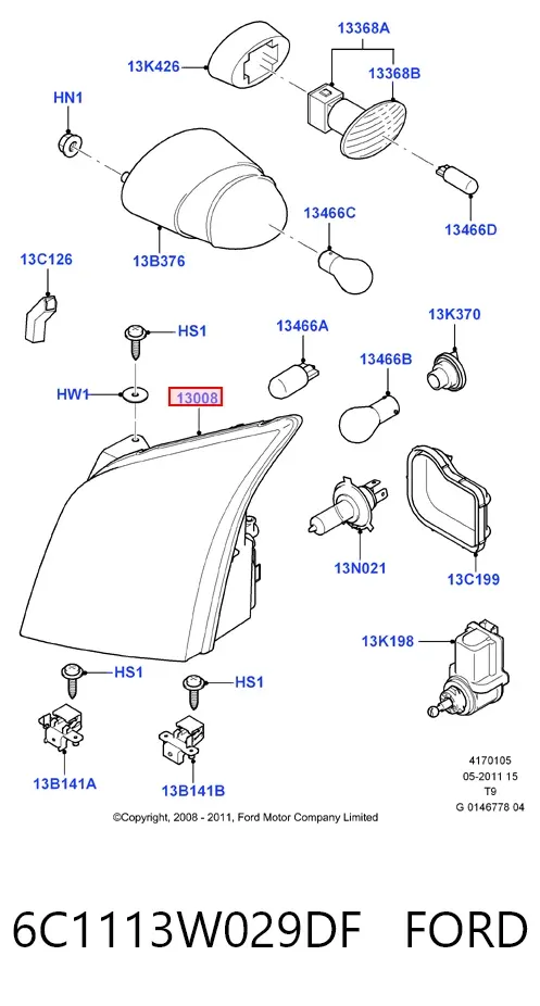 Фара права 6C1113W029DF Ford