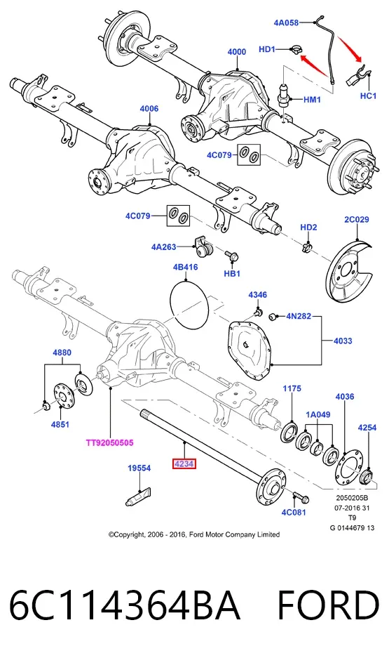 Піввісь задня 6C114364BA Ford