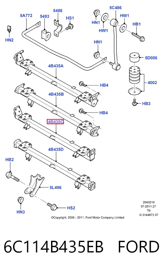 Балка задня 6C114B435EB Ford