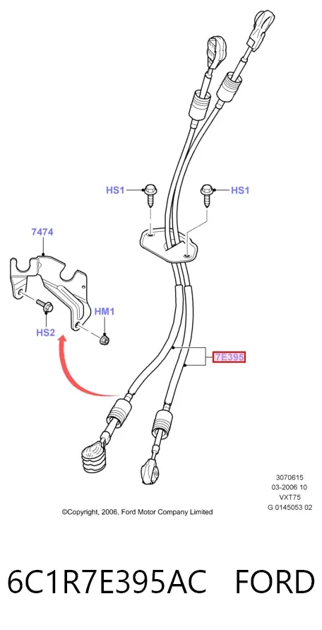 Трос перемикання передач 6C1R7E395AC Ford