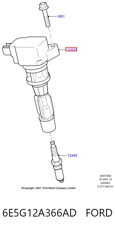 Котушка запалювання 6E5G12A366AD Ford