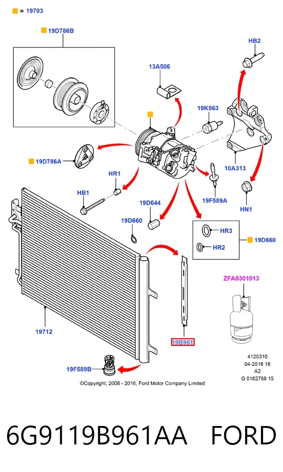 Ресивер-осушувач кондиціонера 6G9119B961AA Ford