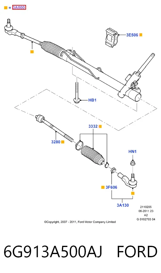 Рульова рейка 6G913A500AJ Ford