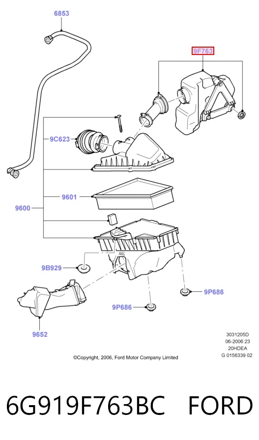 Резонатор повітряного фільтра 6G919F763BC Ford