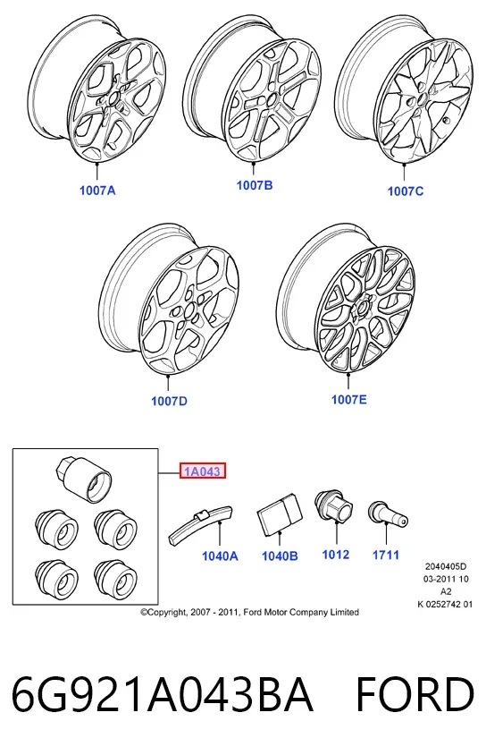 Колісний болт 6G921A043BA Ford