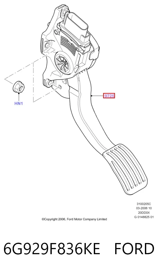 Педаль газу 6G929F836KE Ford