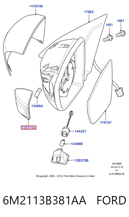 Покажчик повороту дзеркала, лівий 6M2113B381AA Ford