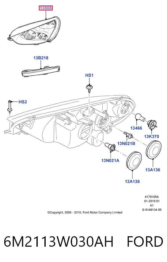 Фара ліва 6M2113W030AH Ford