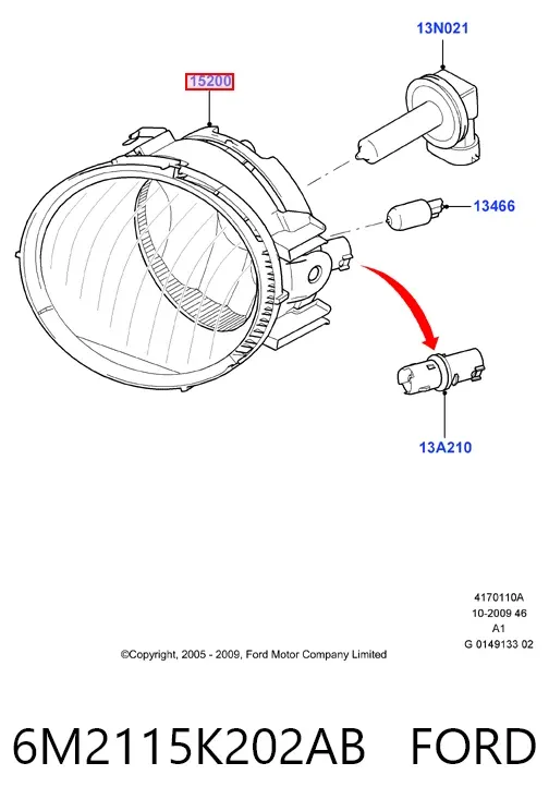 Фара протитуманна, ліва 6M2115K202AB Ford