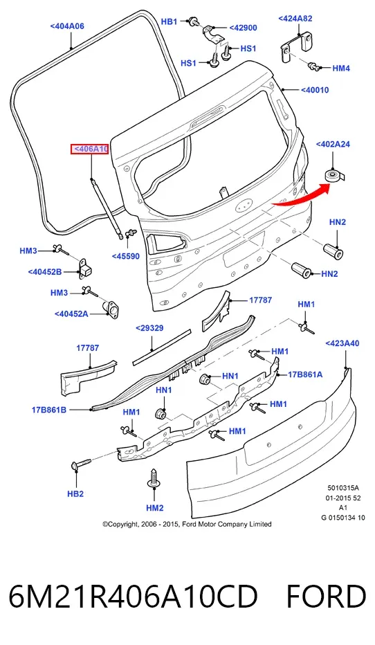 Амортизатор багажника 6M21R406A10CD Ford
