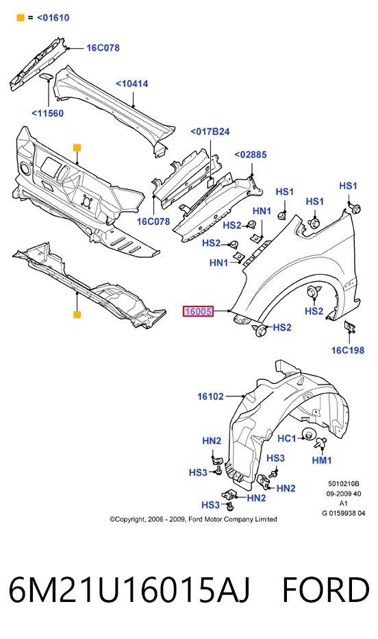 Крила 6M21U16015AJ Ford