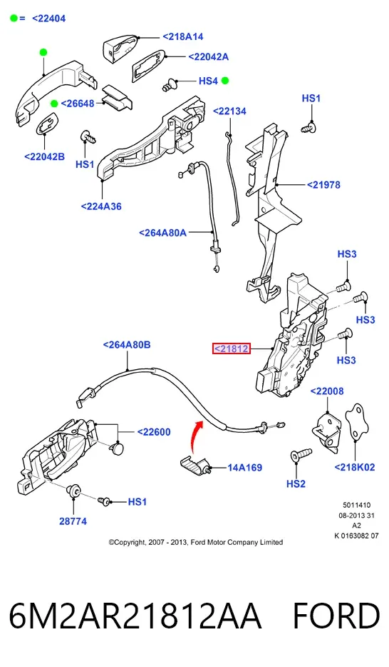 Замок дверки правої передньої 6M2AR21812AA Ford