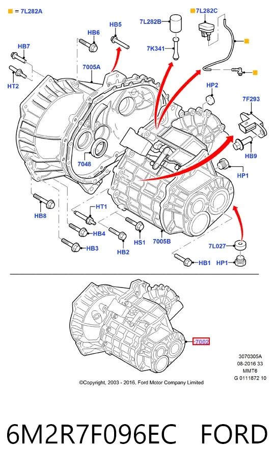 Коробка передач 6M2R7F096EC Ford
