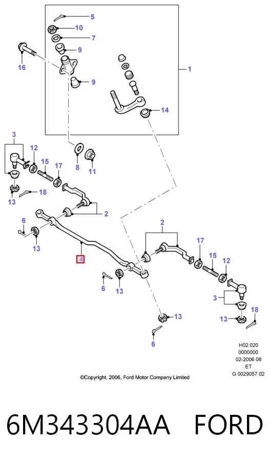 Тяга рульова центральна 6M343304AA Ford