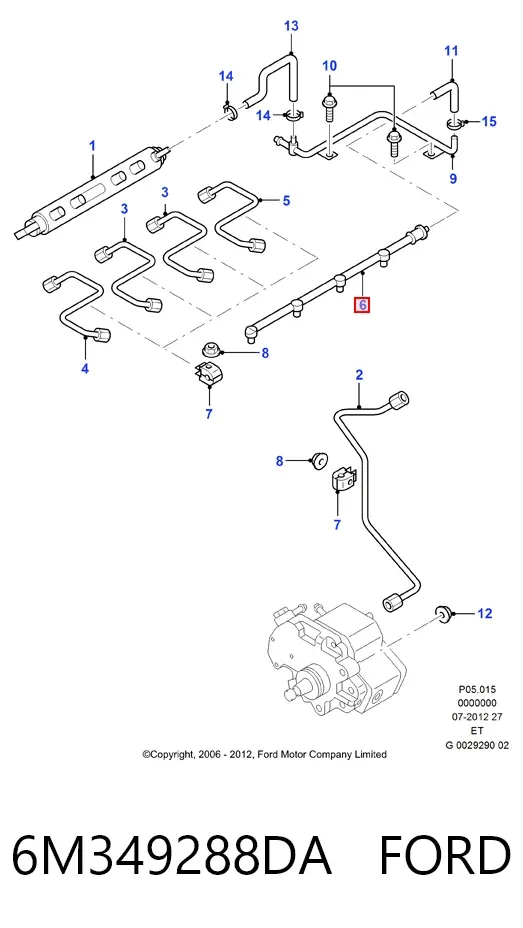 Трубка паливна, зворотня від форсунок 6M349288DA Ford