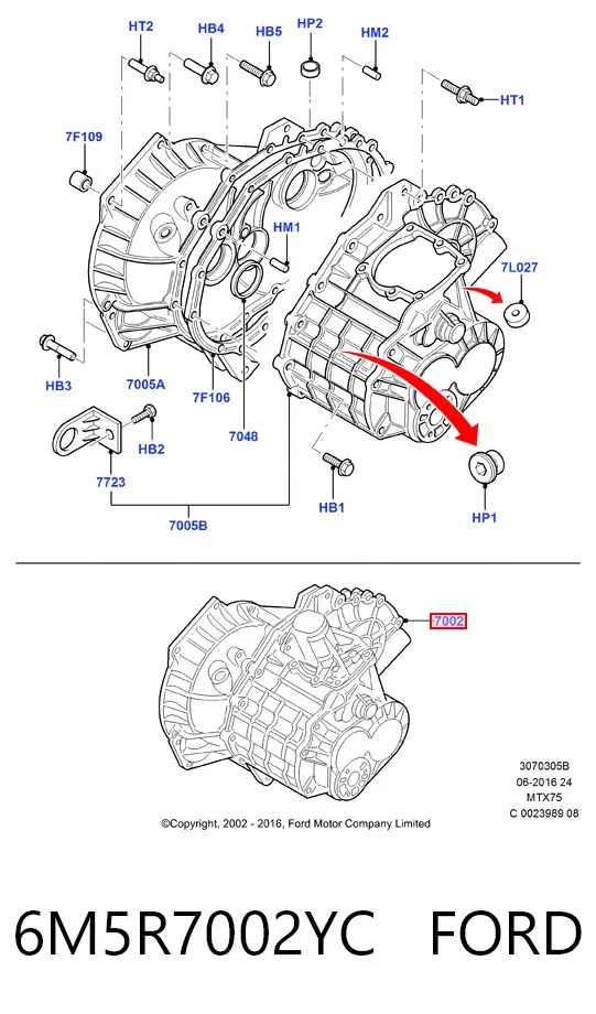 Коробка передач 6M5R7002YC Ford