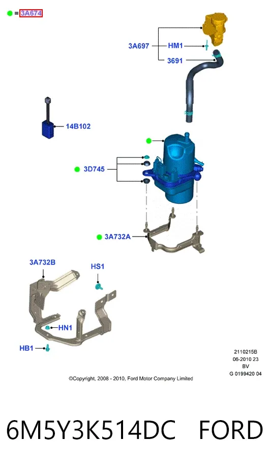 Насос ГУР 6M5Y3K514DC Ford