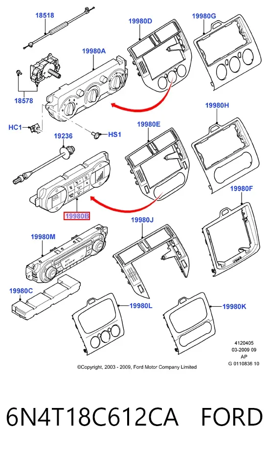 Блок управління кондиціонером 6N4T18C612CA Ford